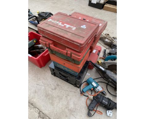 A MIXED GROUP OF POWER TOOL BOXES 