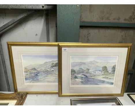 TWO GILT FRAMED PENCIL SIGNED NEIL GRAHAM PRINTS 