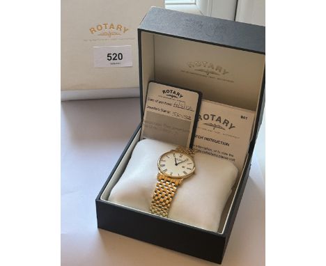 A GENTS ROTARY WRIST WATCH WITH PAPERWORK AND ORIGINAL BOX 