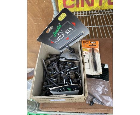 A BOX OF CHUCK KEY TOOLS ETC 