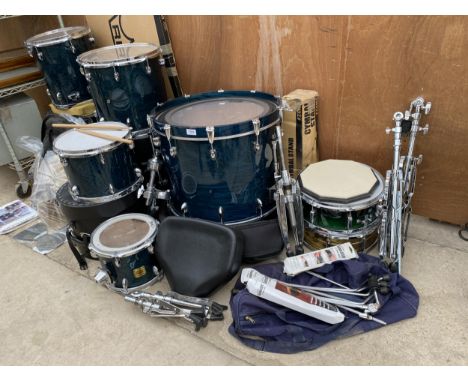 A YAMAHA OYSTER GREEN OAK CUSTOM MADE SET OF DRUMS IN EXCELLENT UNMARKED CONDITION.  FROM JAPAN EACH WITH THEIR OWN SERIAL NU