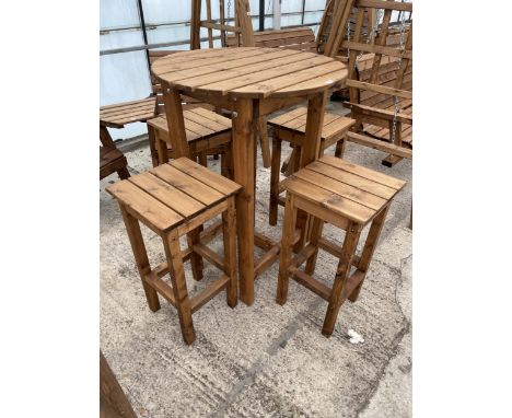 AN AS NEW EX DISPLAY CHARLES TAYLOR PUB TABLE AND FOUR STOOLS *PLEASE NOTE VAT TO BE CHARGED ON THIS ITEM* 