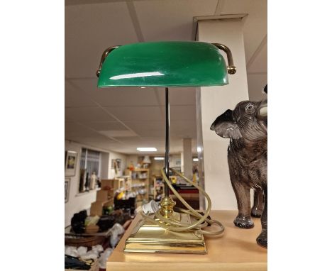Vintage Green Shade Banker's Library Lamp