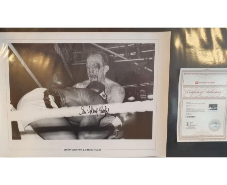 Signed Henry Cooper (vs Muhmmad Ali) + Frank Bruno Boxing Sporting Memorabilia Photograph + Certificates