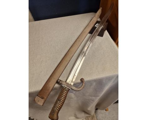 French Chassepot Bayonet with Metal Scabbard - St Etienne Arsenal, July 1871, 71cm long including scabbard