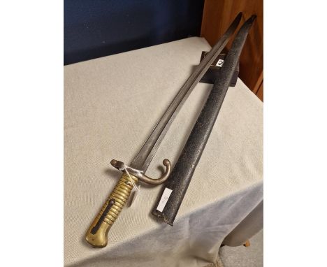 French Yataghan Sword Bayonet for 11mm M1866 Chassepot with Metal Scabbard - 71cm long including scabbard