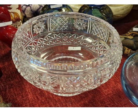 Vintage Cut Glass/Crystal Bowl, marked Tudor to base - 25cm diameter