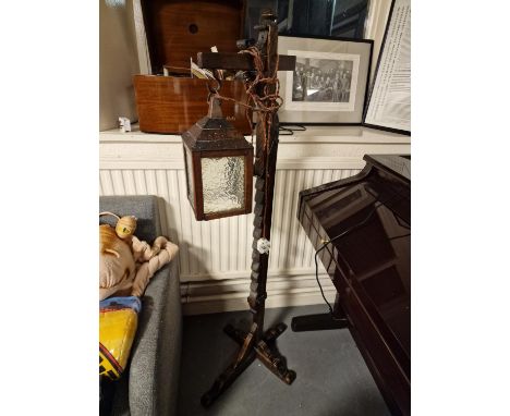 1930's Adjustable Indoor Oak Street Lamplighter Lamp