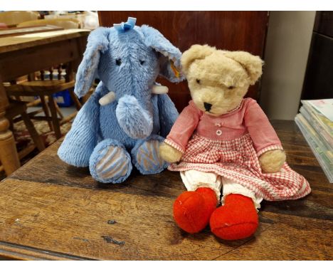 Vintage Steiff Blue Elephant Bear, plus a Nice 1960's Teddy Bear