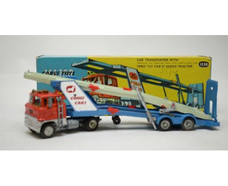 A Corgi Toys die-cast model Car Transporter with Ford Tilt Cab 'H' Series Tractor, no. 1138, in box.