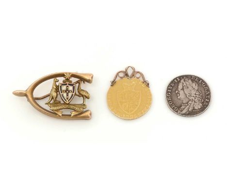Amendment - A George III gold half guinea, 1798, worn and with soldered pendant mount, 4.5g gross; a 9ct yellow gold Australi