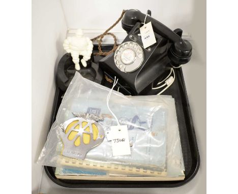 A vintage black bakelite telephone; together with other collectables, primarily relating to motor vehicles, including a car b