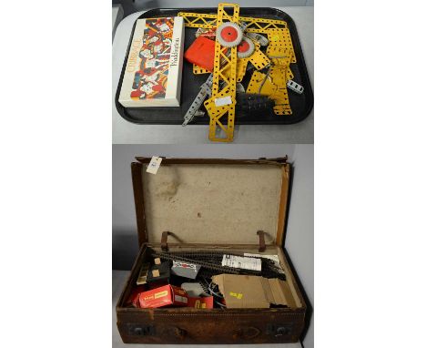 A collection of Tri-ang, Hornby and other model railway items, including: model stations, and a quantity of track, contained 