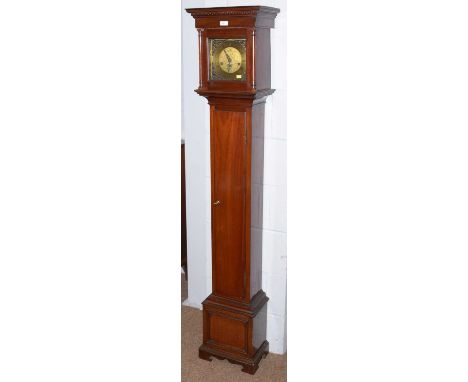 A Georgian-style mahogany grandmother clock, c1920s, with chiming Junghans Werttemberg ‘A42’ movement, 170cms high.