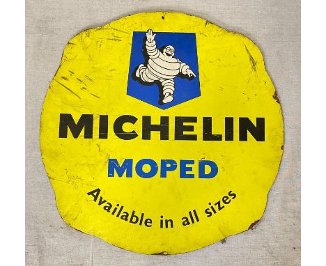 Vintage Original Michelin Moped Large Wood Coaster Sign. Condition as per photos. 52cm diameter. 