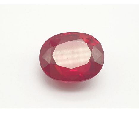 A high quality, oval cut, blood red, large (31.7carats!) ruby from Mogok, Burma. Exhibiting great colour saturation and fluor