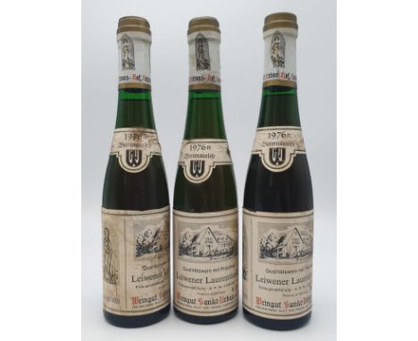 Three Half-Bottles (0.35l) of 1976 Beerenauslese Dessert wine. Intense optimum sweetness from this German classic vintage.