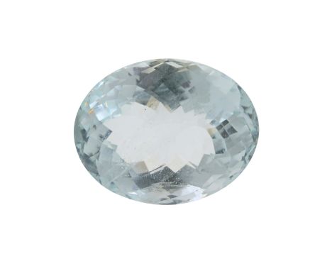 A Natural Light Blue Aquamarine with Oval Checkerboard Cut. Total: 18.11ct19.20 x 15.16 x 10.85mm. Come with AIG Certificate 