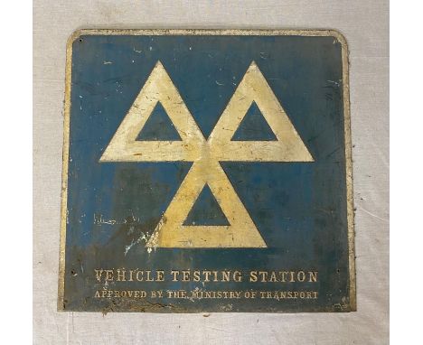 Vintage Original Embossed Aluminium MOT Sign. Condition as per photos. 61 x 61cm. 