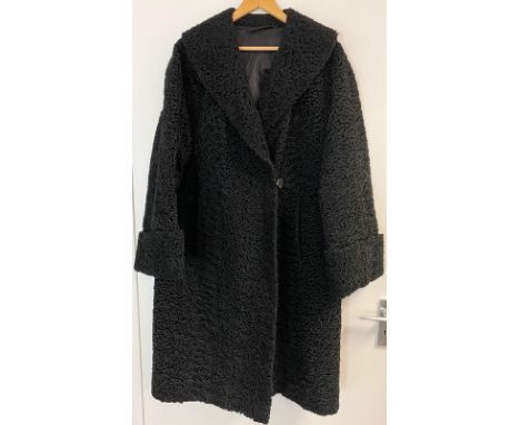 Ladies vintage 1950's black Astrakhan fur coat. Great condition for age, size fits a UK14/16. 