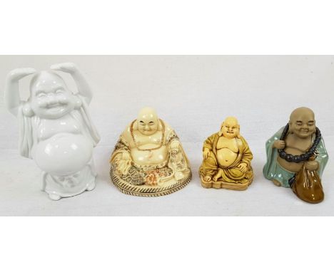 Four Ceramic Buddhas. Made in Italy, Japan and China.21cm - tallest Buddha 