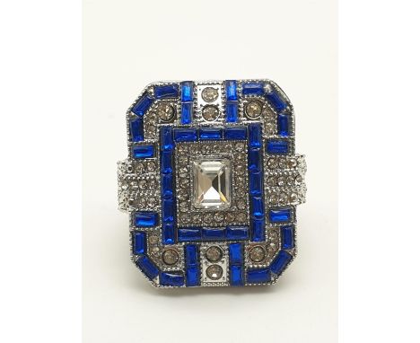 Huge Rectangular Art Deco Style Dress Ring. Size R.24.88g 