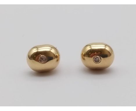 A Pair of 14k Yellow Gold Diamond Button Stud Earrings. 1.44g 