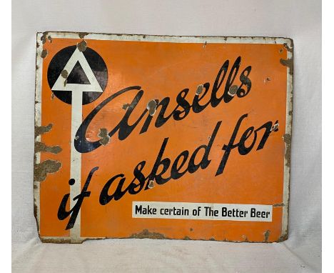 Original Rare Ansells Beer - If Asked For,  Vintage Metal Sign. Condition as per photos. 92 x 77cm. 