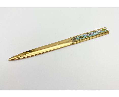 Halcyon Days Enamel and Gold-Plated Letter Opener.15cm long. 
