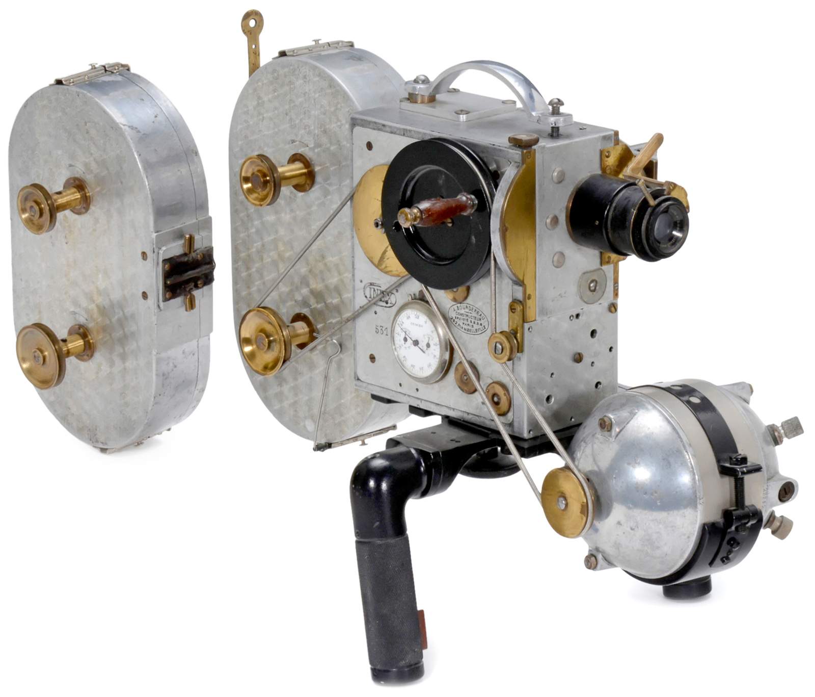 Cinex Early French 35mm Movie Camera, c. 1925 Bourdereau, Paris. For