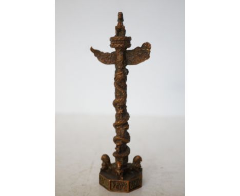 Bronze dragon pillar statue Height 17 cm 