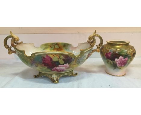 A Royal Worcester jardiniere; together with a pot (lacking cover)