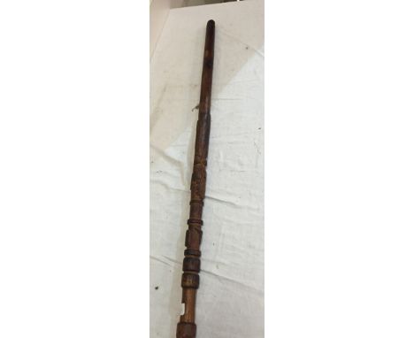 A German carved wood mountain climbing stick