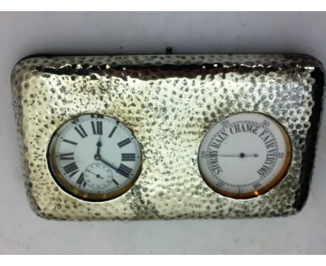 A hallmarked silver cased Goliath watch (Doxa); together with an aneroid barometer