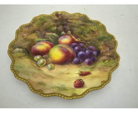 A Royal Worcester fruit plate signed 'Lockyer' CONDITION REPORT: In very good condition with no chips, cracks or restoration