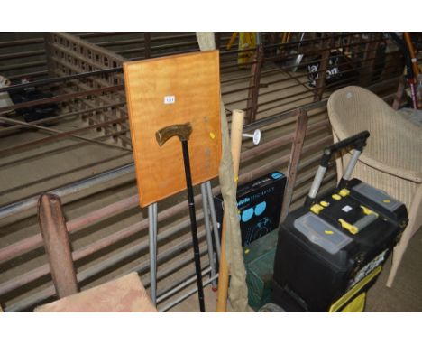 A projector table; cane; hand rail; a cantilever toolbox and contents etc.