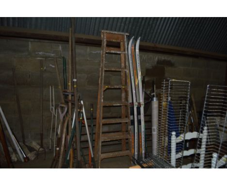A wooden step ladder 