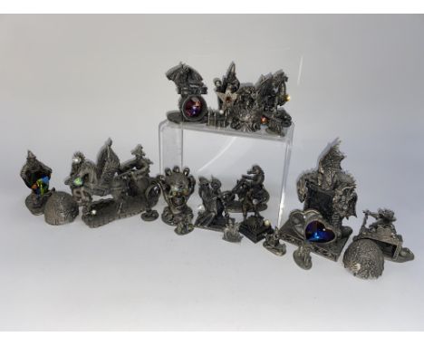 Two mounted pewter 'Myth and Magic' ornaments titled 'Bewitched' and 'The Destroyer of Evil' and a selection of other 'Myth a