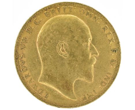 King Edward VII, Sovereign, 1910, Bare head r. R. St. George and dragon, London Mint, edge milled, gold, weight 8.0g, S.3969,