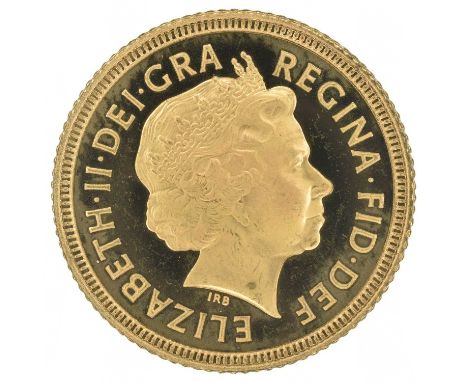 Queen Elizabeth II, Half-Sovereign, 1999, Crowned head r. with obverse portrait by Ian Rank-Broadley, R. St. George slaying t