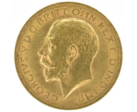 King George V, Sovereign, 1912, Bare head l. R. St. George and dragon, London Mint, edge milled, gold, weight 8.0g, S.3996, V
