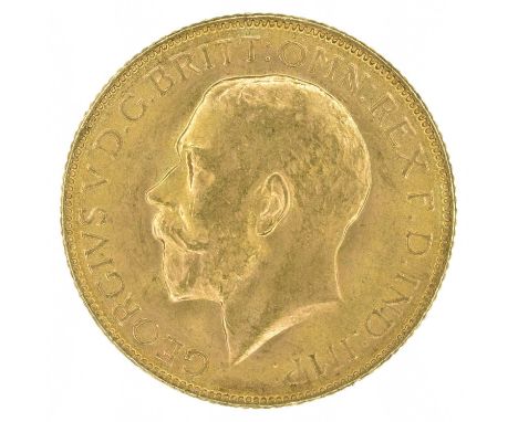 King George V, Sovereign, 1918, Bare head l. R. St. George and dragon, I on ground for Bombay Mint, India, certified and auth