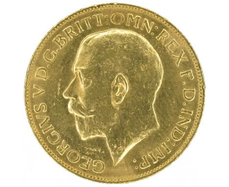 King George V, Sovereign, 1916, Bare head l. R. St. George and dragon, P on ground for Perth Mint, Australia, edge milled, go
