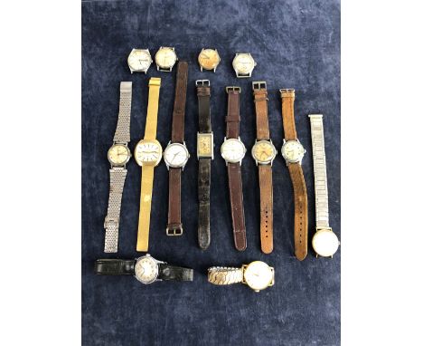 FOURTEEN VINTAGE GENTS WATCHES TO INCLUDE ROTARY, WESTCLOX, ORIS, TIMEX, FRICOMA, ROIDOR, AVIA, BENTIMA, LAURATE, OGIVAL, TEV