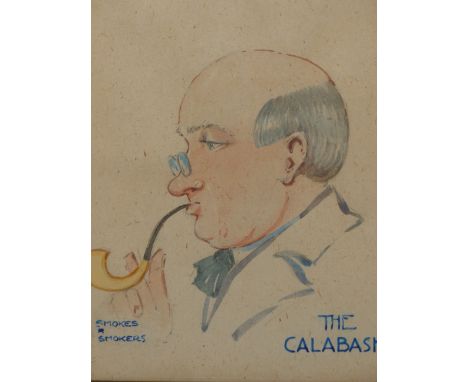 PETER LYLE (20TH CENTURY), OF TOBACCIANA INTEREST, A PAIR OF WATERCOLOURS ENTITLED "SMOKES &amp; SMOKERS" - THE CALABASH AND 