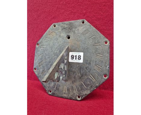 A LATE 17th CENTURY BRASS SUNDIAL, SIGNED P.BRIGGS- FECIT AND DATED 1685. 17.5 X 17.5 cm.