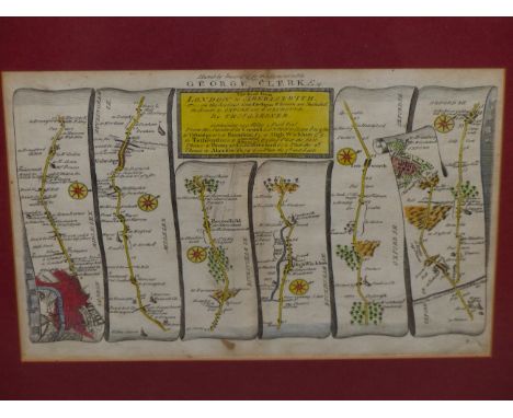 A HAND COLOURED ENGRAVED COACHING MAP BY THOMAS GARDNER, DEPICTING THE ROAD FROM LONDON TO ABERISTWITH (ABERYSTWYTH), 27 X 18