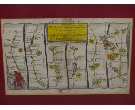 A HAND COLOURED ENGRAVED COACHING MAP BY THOMAS GARDNER, DEPICTING THE ROAD FROM LONDON TO ABERISTWITH (ABERYSTWYTH), 27 X 18