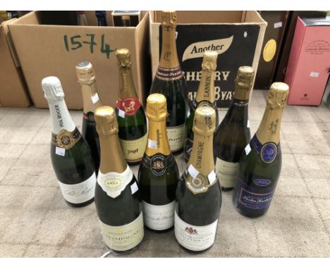 10 BOTTLES OF CHAMPAGNE AND SPARKLING WINE TO INCLUDE 1 BOTLE EACH OF POL ROGER WHITE LABEL NV 75CL, LAURENT-PERRIER BRUT L-P