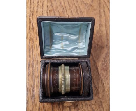 A RARE LANCASTER AND SONS 1/2 INCH RECTIGRAPH CAMERA LENS, CONTAINED IN ORIGINAL BOX